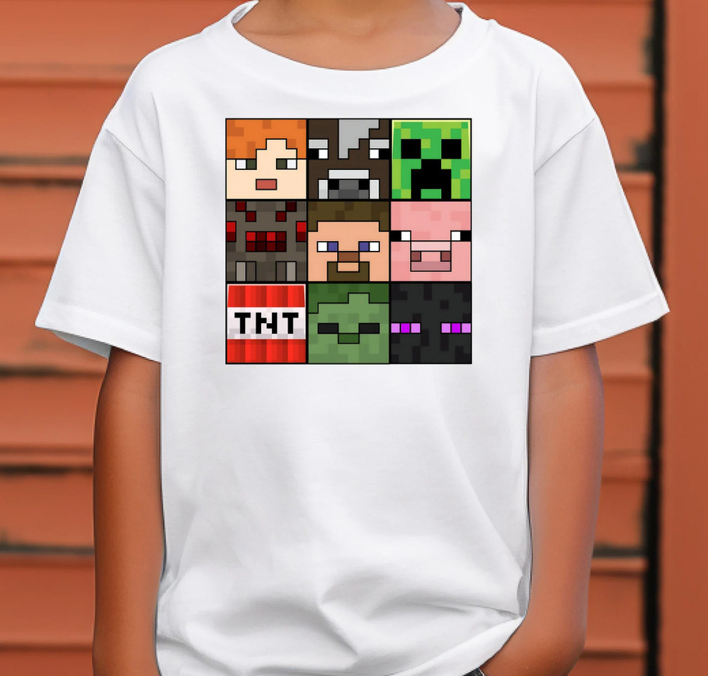 Mine Mob Heads White Shirt- Minecrafterer Shirt